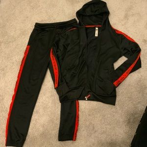 Diesel red and black logo sweatsuit Sz large